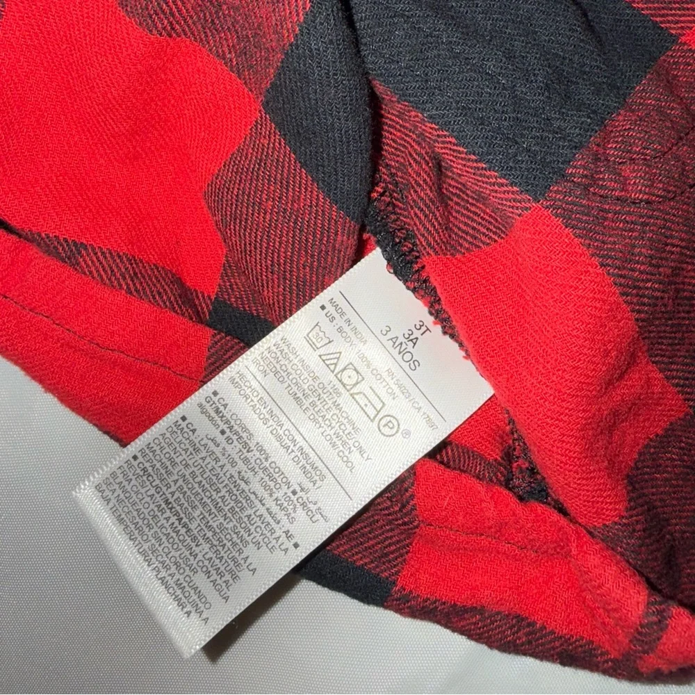Old Navy Toddler Girl Red/Black Plaid Button-Up Long Sleeve Dress Christmas‎ 3T